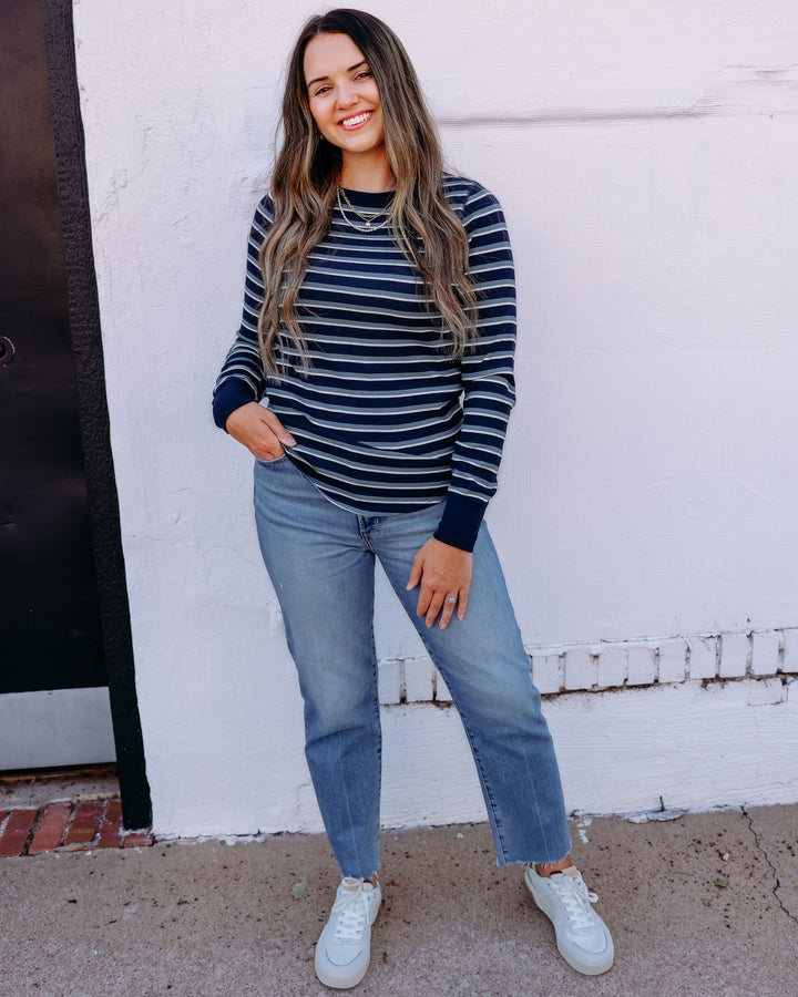 Thread & Supply: Stacy Long Sleeve Top in Navy Stripe