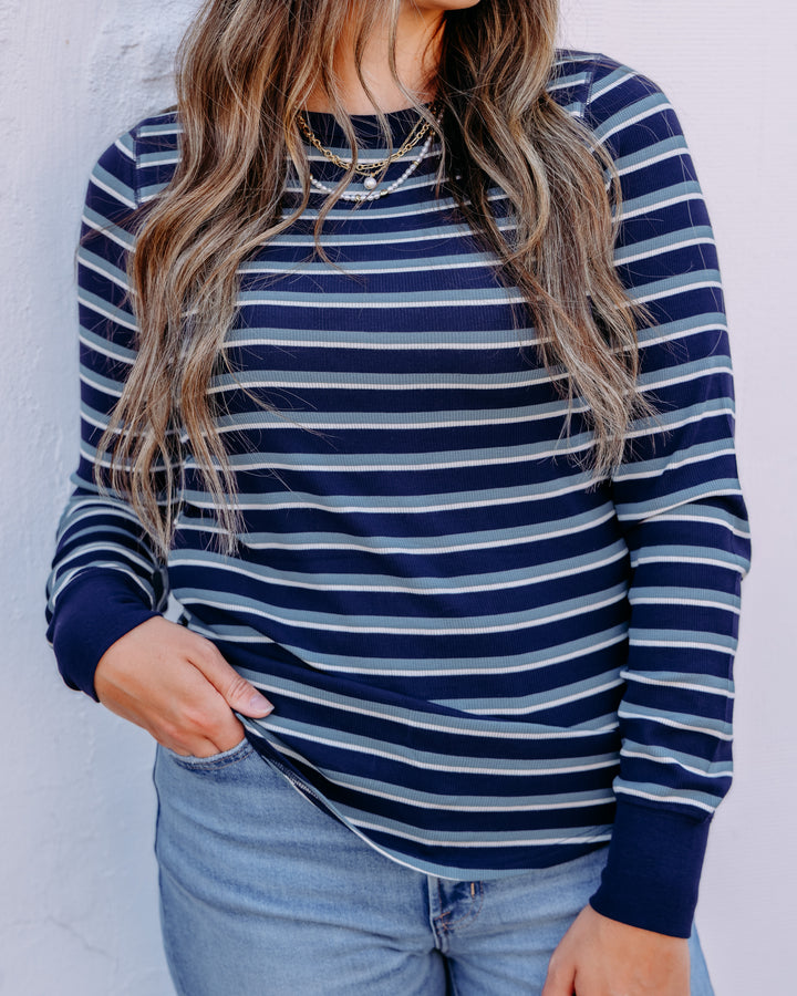 Thread & Supply: Stacy Long Sleeve Top in Navy Stripe