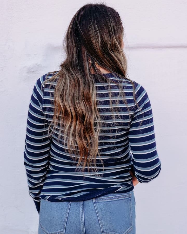 Thread & Supply: Stacy Long Sleeve Top in Navy Stripe