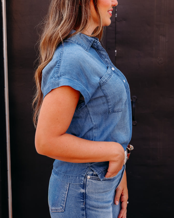 Thread & Supply: Evelyn Short Sleeve Top in Marina Wash T3845LZTTS