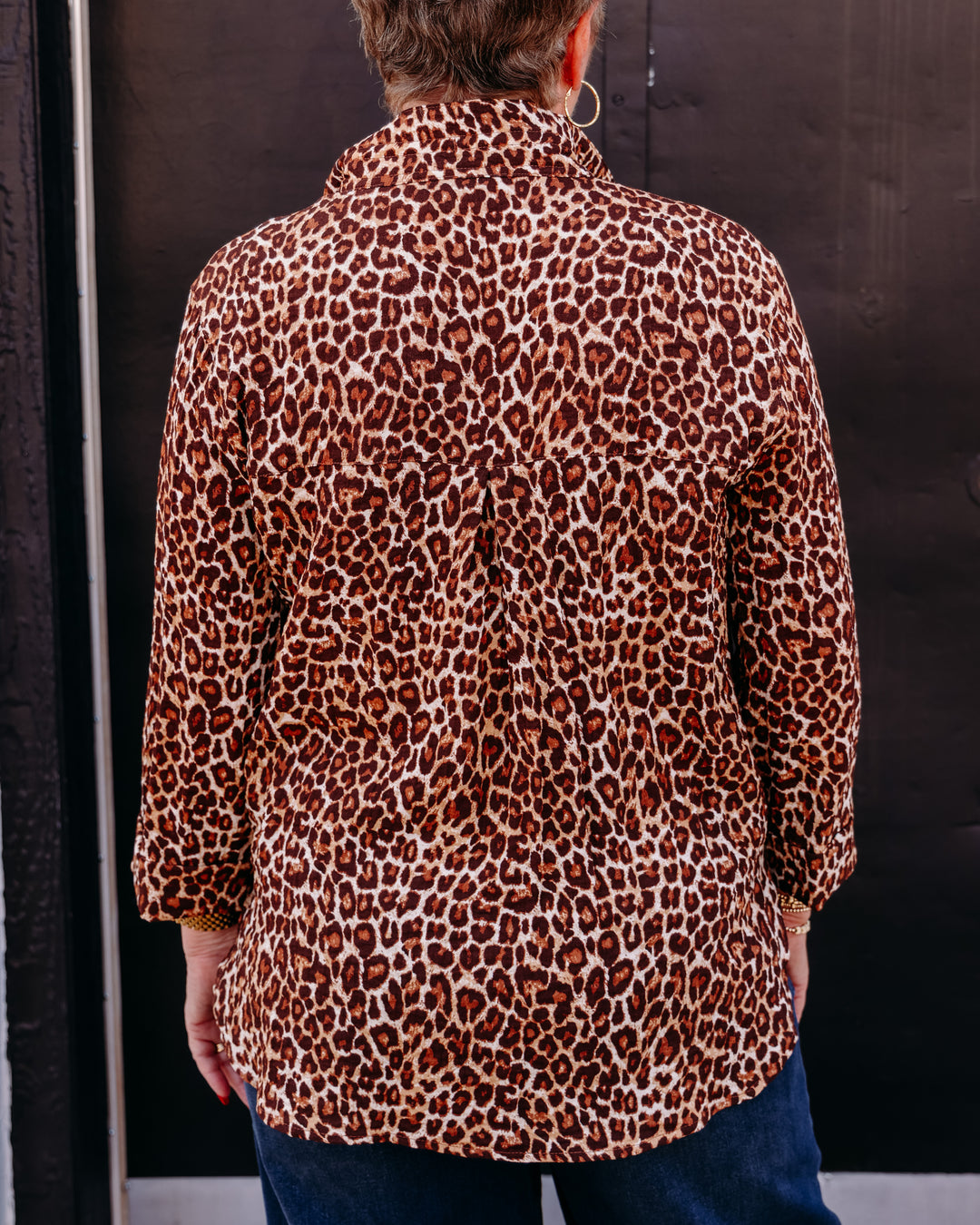 John Mark: Woven Print Button Down Blouse w/ 3/4 Slvs in Cheeta (J66126BM)