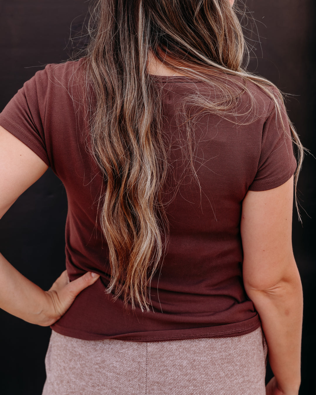 Thread & Supply Evanore Short Sleeve Top in Deep Mahogany
