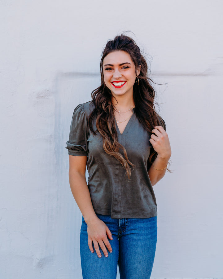 Another Love: Kalia Blouse in Slate Green
