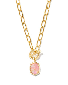 Kendra Scott: Daphne Link and Chain Necklace in Light Pink Iridescent Abalone
