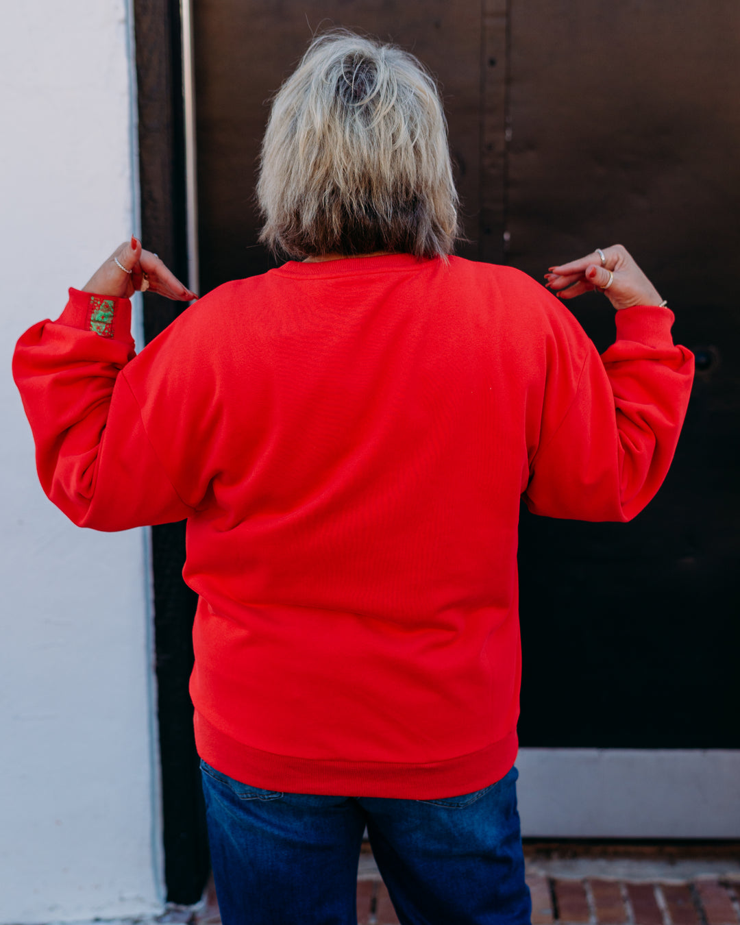 Queen of Sparkles: Merry And Bright Sweatshirt in Red Rhinestones