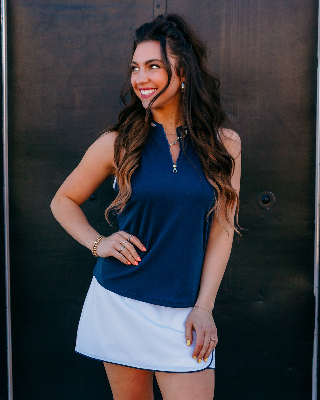 Varley: Inga Performance Tank in Blue Nights (VAR02878) - The Vogue Boutique
