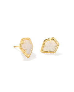 Kendra Scott: Framed Tessa Stud Earrings in Gold Iridescent Drusy