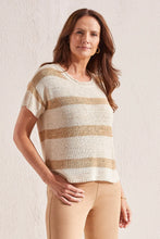 Load image into Gallery viewer, Tribal: Short Sleeve Scoop Neck Sweater in Dune 1725O-3895
