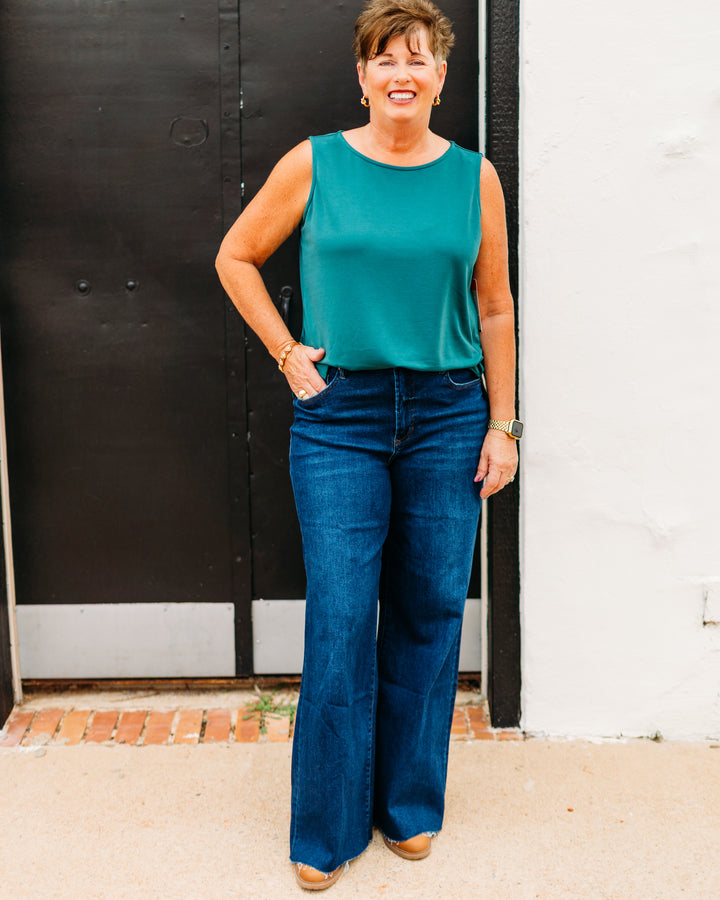 Multiples: High Neck Tank Top in Green(M35101TM)