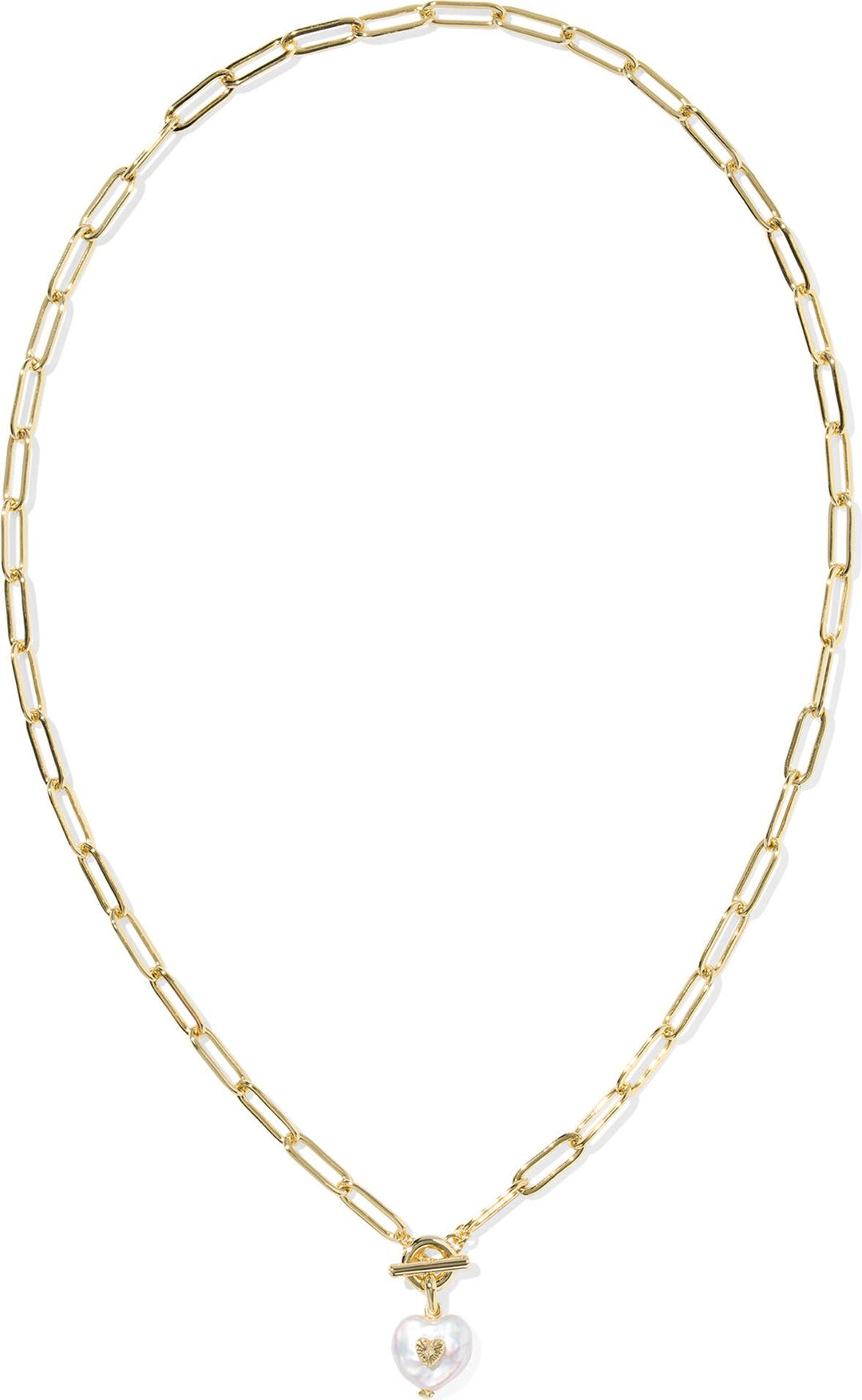 Kendra Scott Sasha Heart necklace with gold chain and white pearl heart pendant
