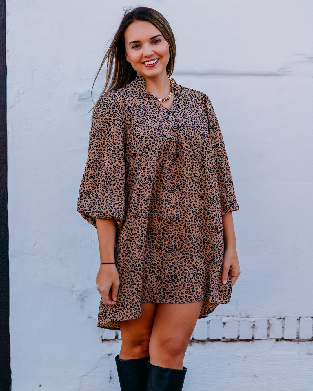 Jodifl Leopard Dress Taupe G14867 - Sophisticated & Versatile S / Taupe Jodifl Leopard Dress Taupe G14867 - Sophisticated & Versatile S / Taupe