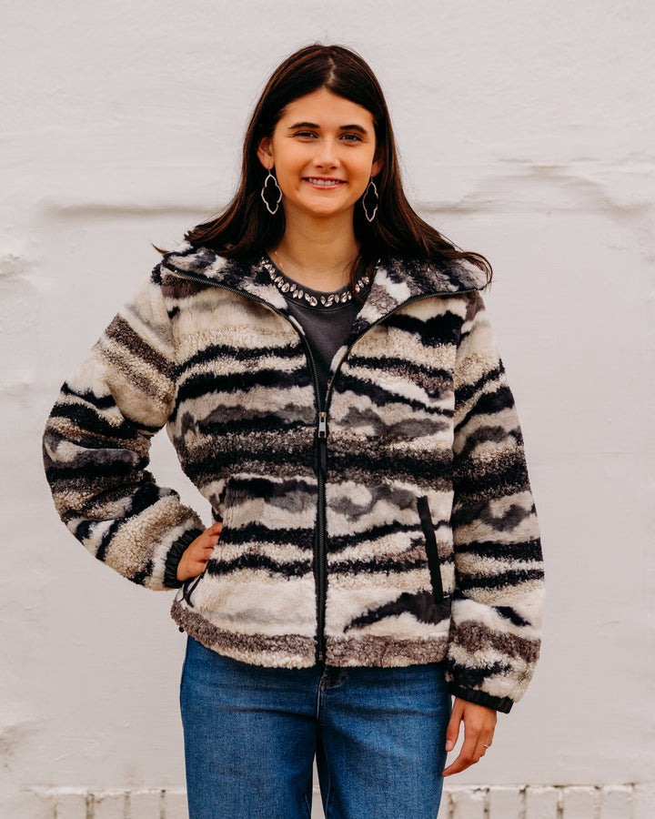 Tribal: Lined Zip Up Jacket in Nordicstone (60440-5143)