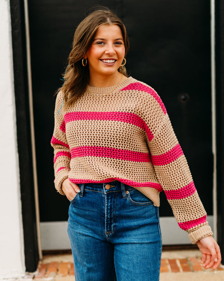 Z Supply: Broadbeached Striped Sweater in Biscuit
