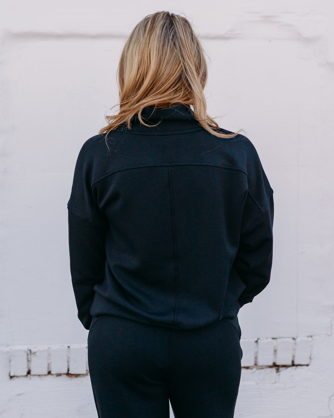 Spanx: Airessentials Shawl Collar Half Zip in Very Black (22463R) - The Vogue Boutique