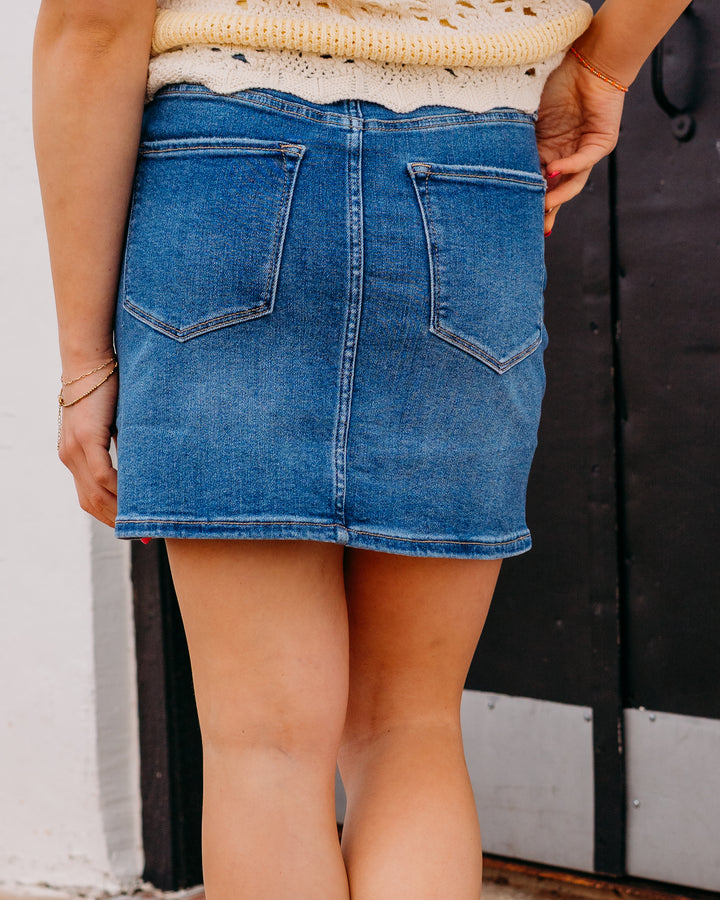 Dear John: Quinn Jean Skirt in Fog Sky - The Vogue Boutique