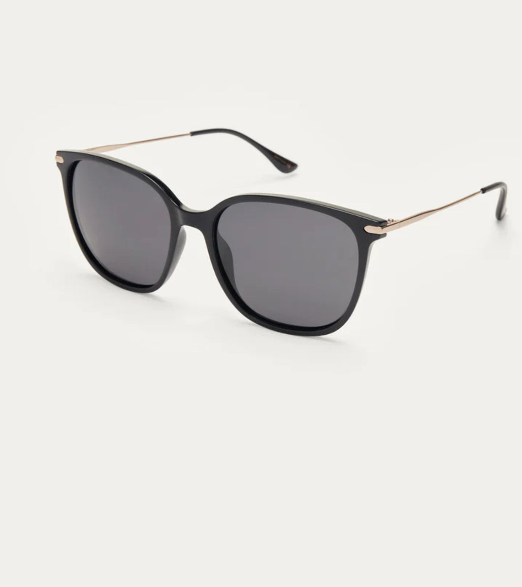 Z Supply: Panache Polarized Sunglasses in Polished Black Grey