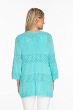 Load image into Gallery viewer, Multiples: Bell Sleeve Crochet Knit Cardigan in Aqua - M14107KM
