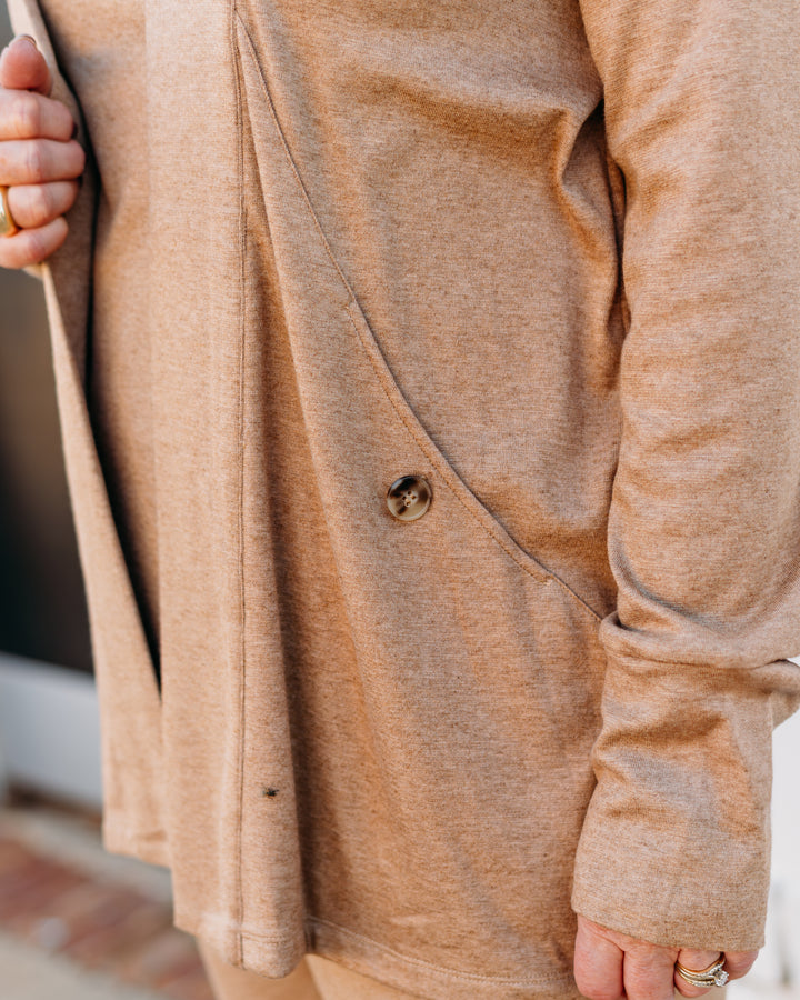 A La Carté: Open Front Cardigan in Camel L35104JM