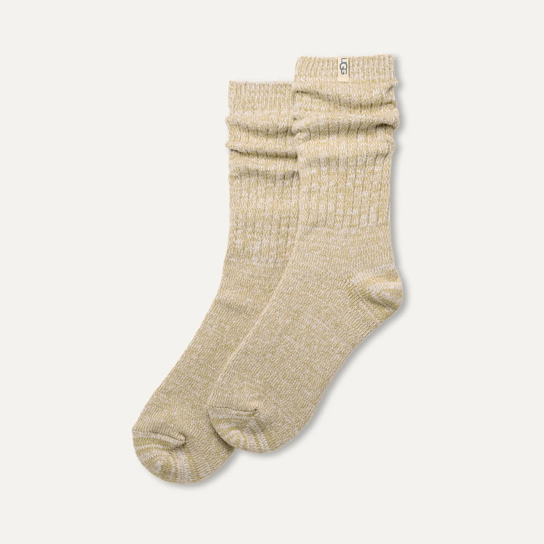 UGG: Rib Knit Slouchy Crew Sock In Muted Brass
