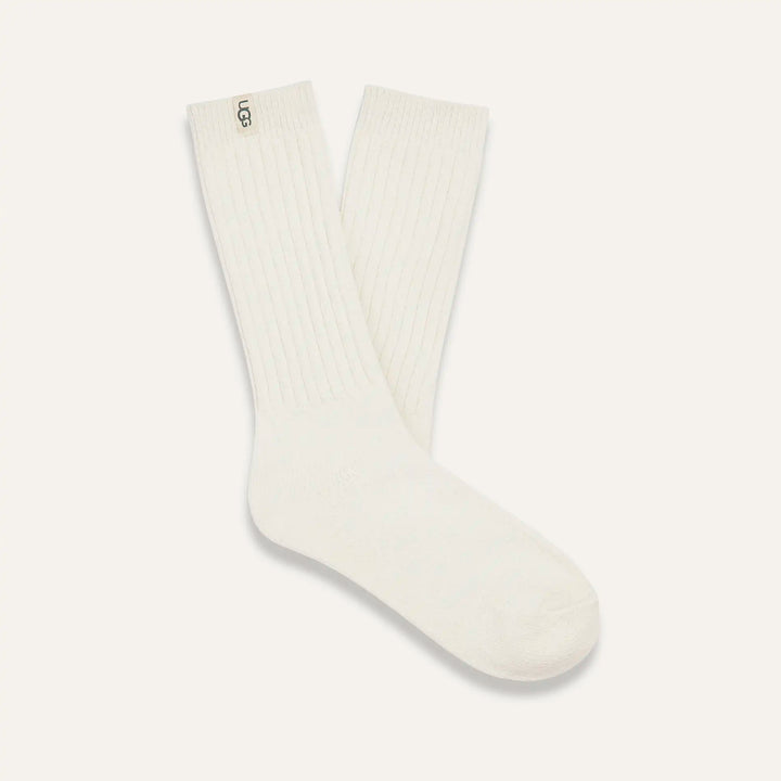 UGG: Rib Knit Crew Socks In White