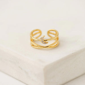 Lovers Tempo: Moon Double Band Fortuna Ring in Gold