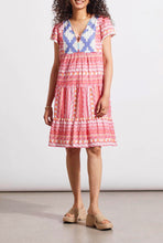 Load image into Gallery viewer, Tribal: Short Sleeve Embroidered dress with Lining in Raspberry 1786O-3935
