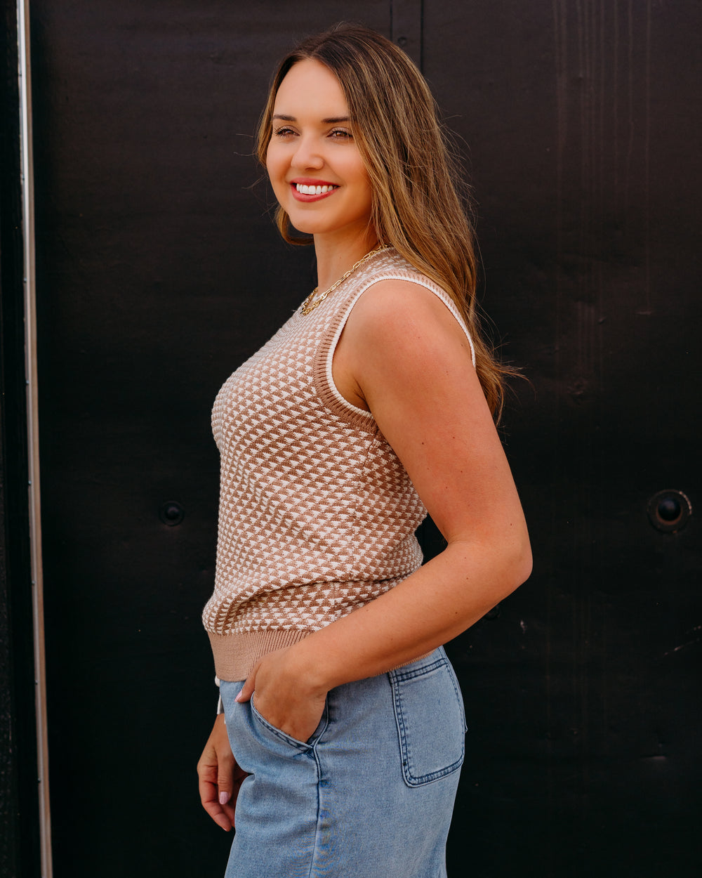 Varley: Jenson Stitch Knit Tank in Light Taupe (VAR03291) - The Vogue Boutique