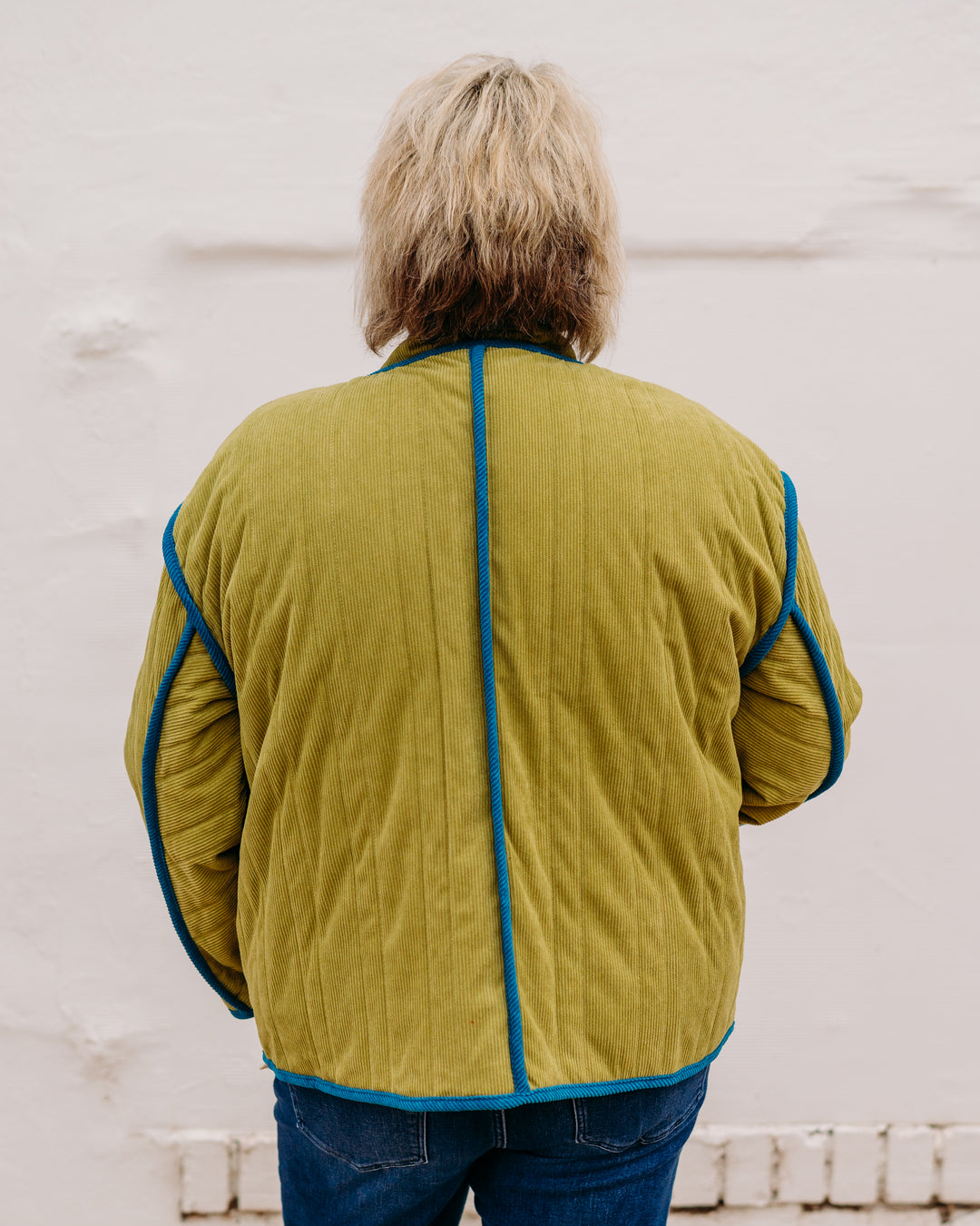 Multiples: Stand Collar Button Quilted Solid Cord Lined in Multi (M45405JM)