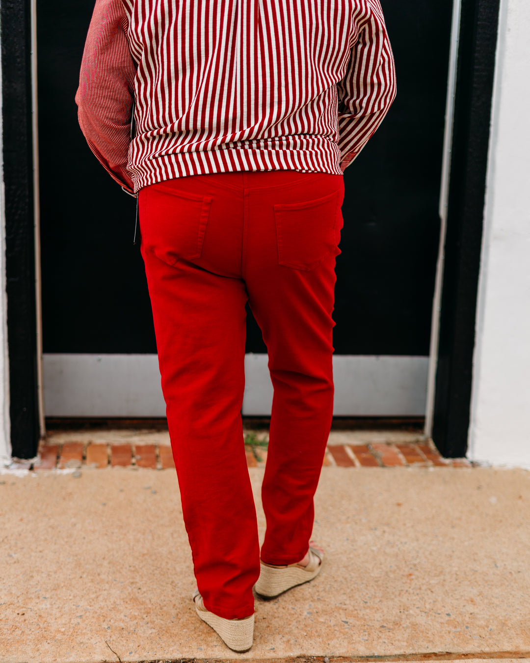 Multiples: Zip Front Ankle Jeans in Red(M35711PM)