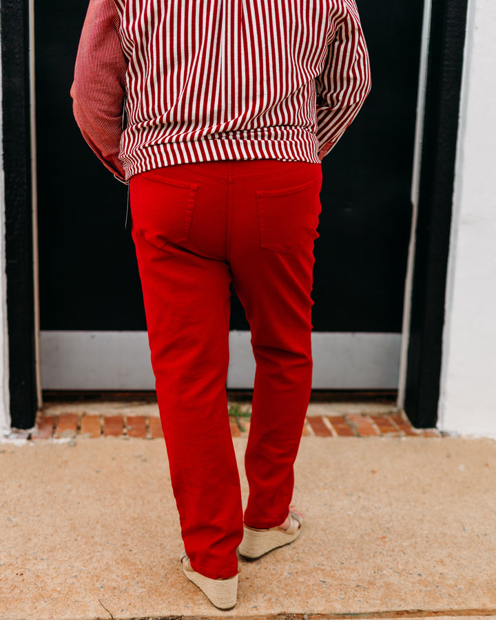 Multiples: Zip Front Ankle Jeans in Red(M35711PM)