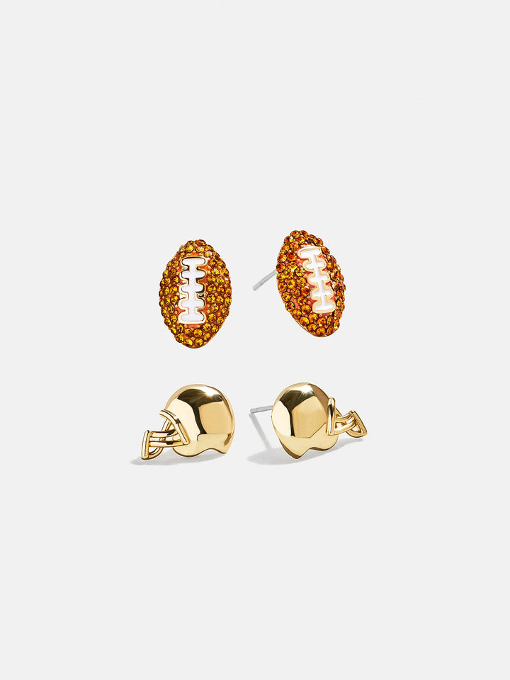 BaubleBar: Touchdown Earring Set in Brown/Gold