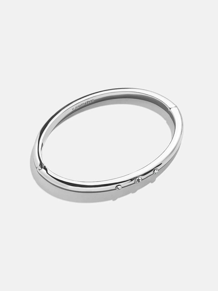 BaubleBar: Nadia Three Stone Classic Hinge Bangle in Silver (86278)