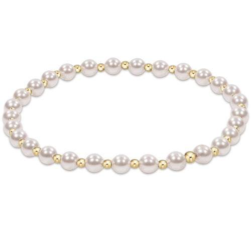 Enewton pearl stretch bracelet with white pearls and gold beads