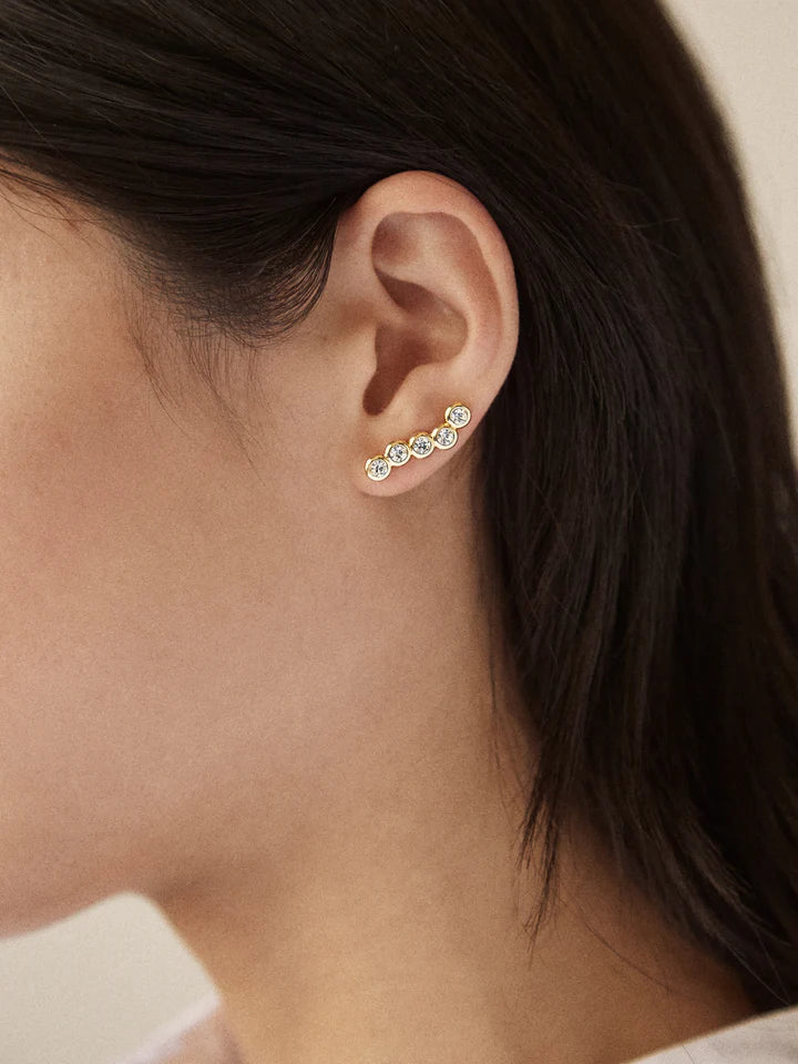 BaubleBar: Savannah Crawler Earrings in Clear/Gold (89580)