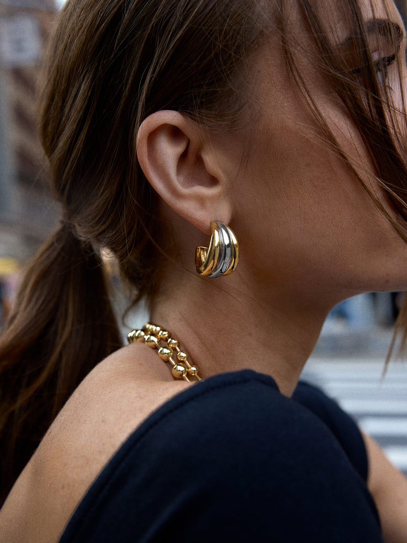 Baublebar: Gina Hoop Earrings in Gold/Silver