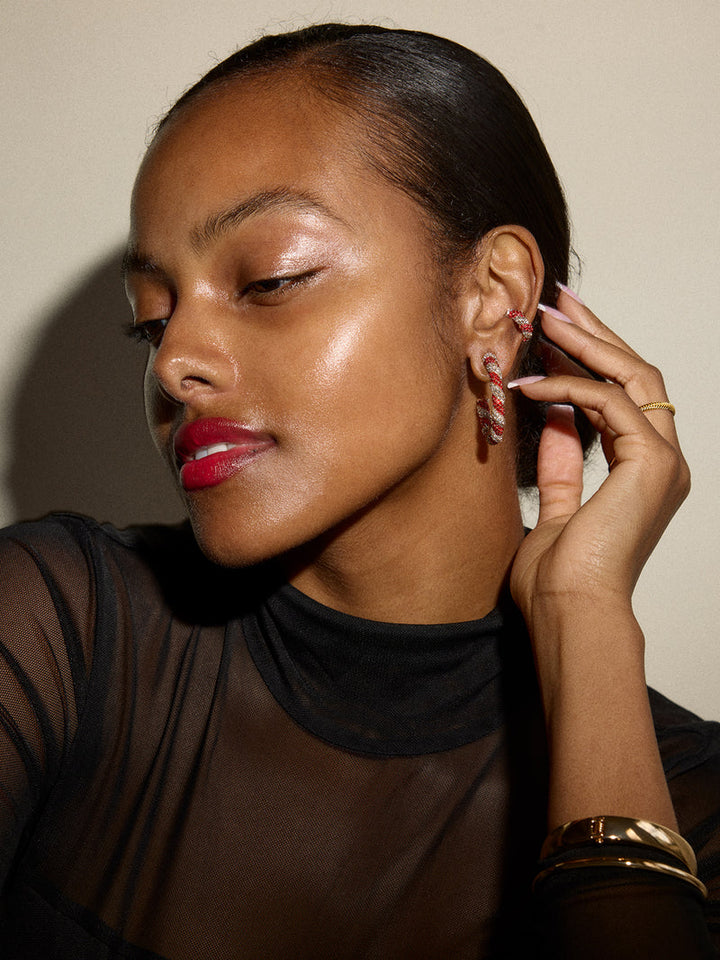 Baublebar: Mint Condition Hoop Earrings in Clear/Red