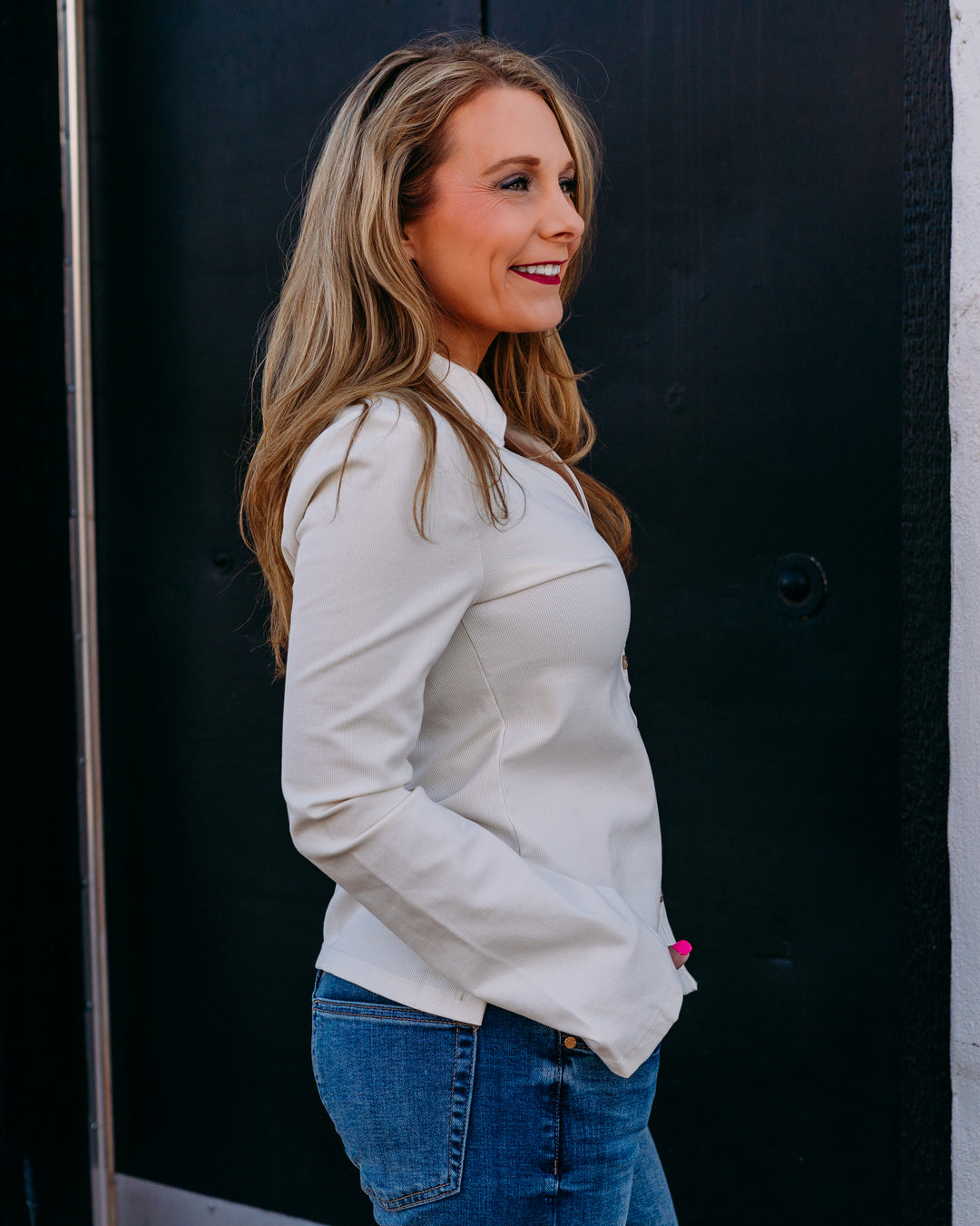 Spanx: Ribbed Knit Button-Down in Ivory (22151R) - The Vogue Boutique