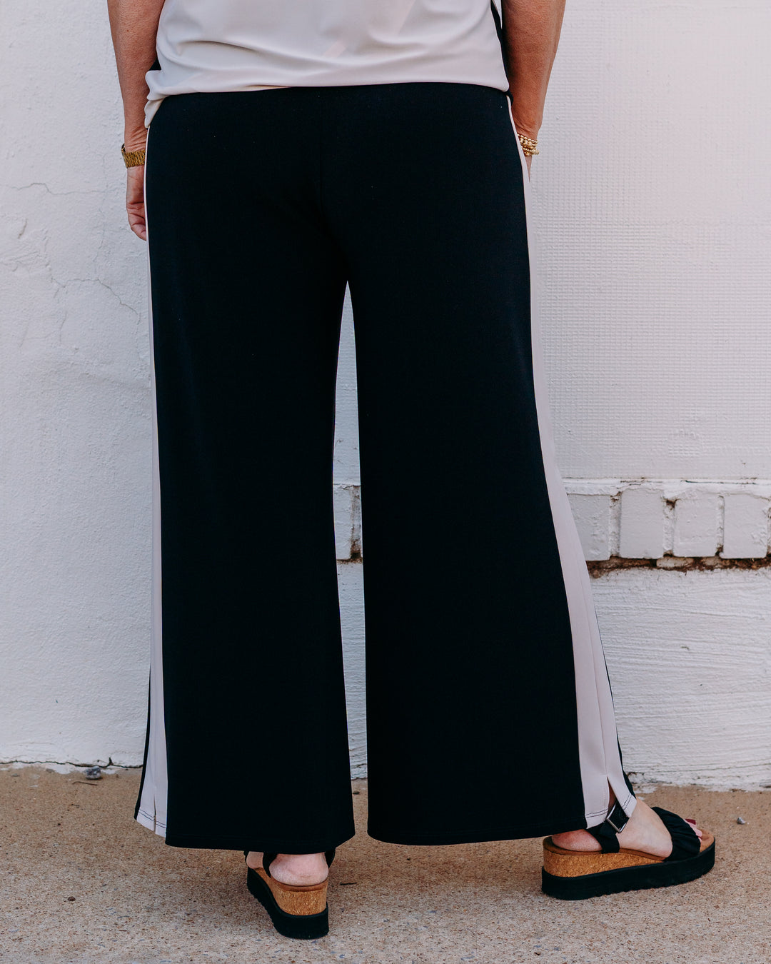 Joseph Ribkoff: Silky Knit Color Block Wide Leg Pull-On Pants (261612) (3882)