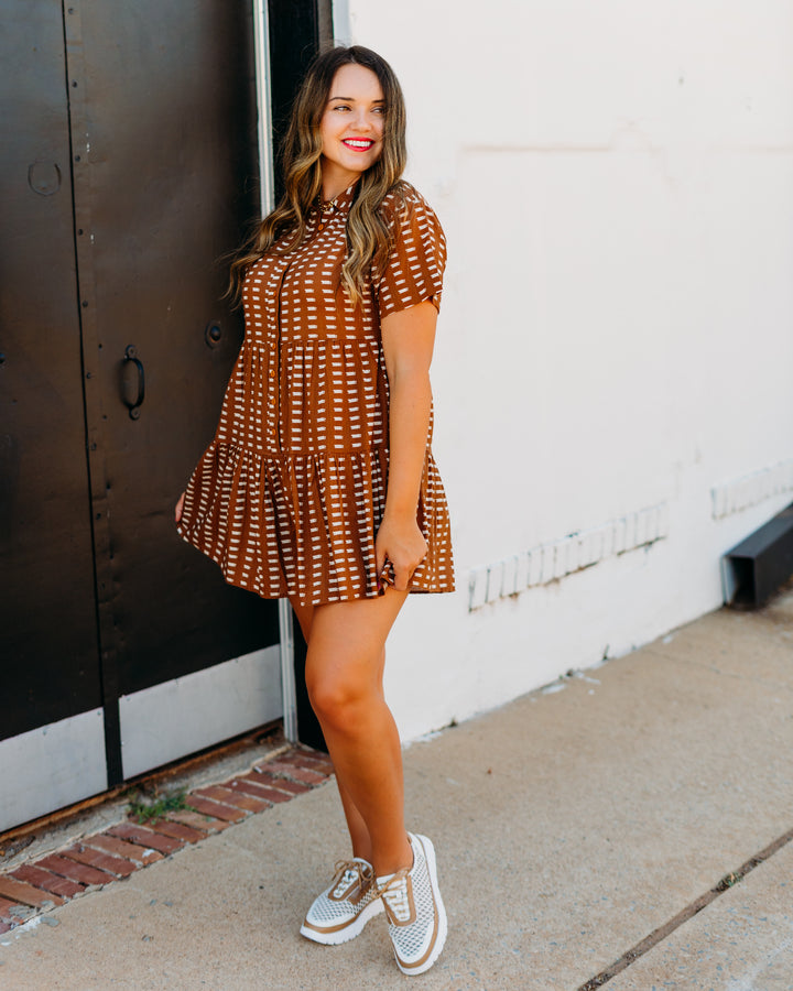 Uncle Frank: Brown Printed Romper W/ Collar (82003)