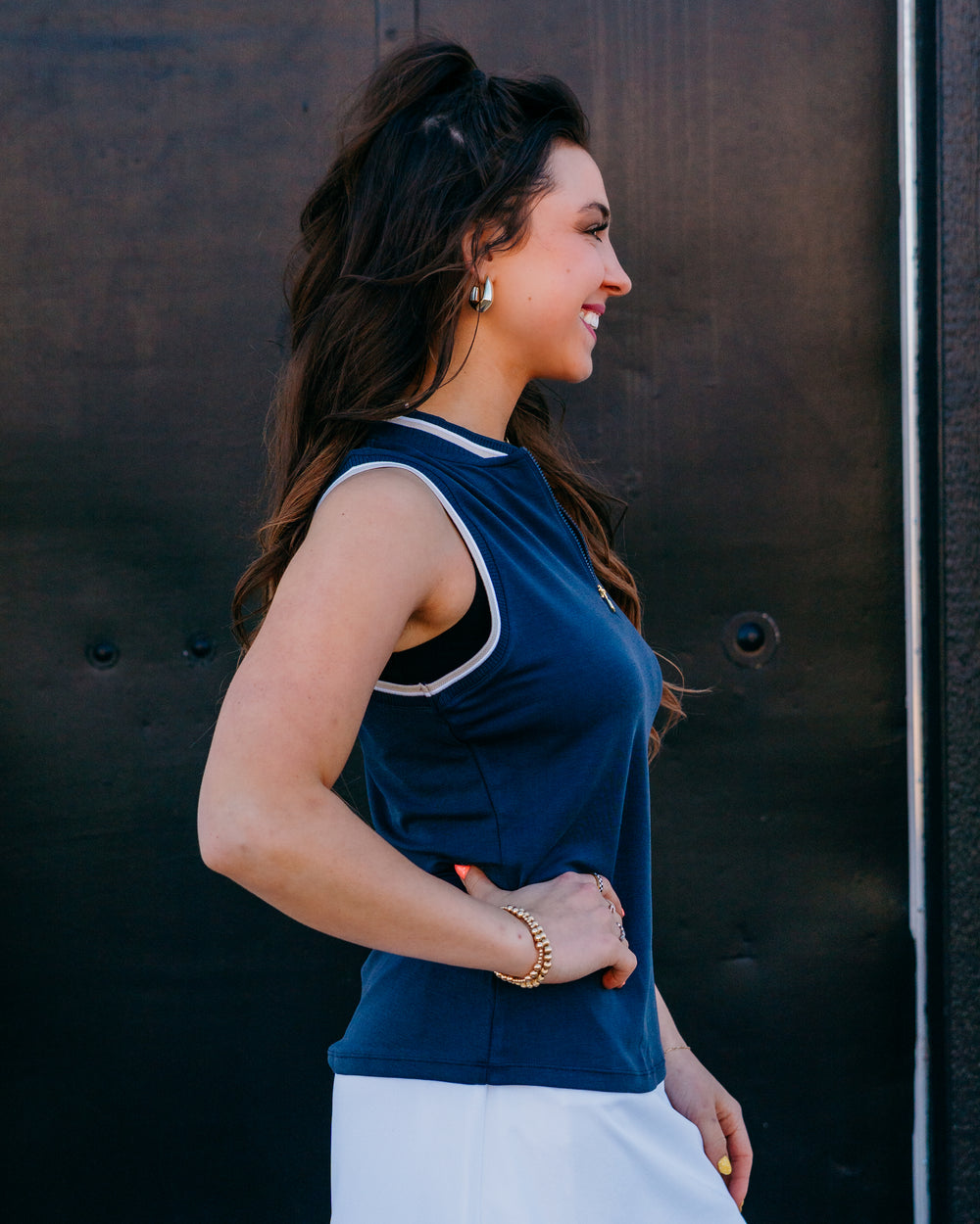 Varley: Inga Performance Tank in Blue Nights (VAR02878) - The Vogue Boutique