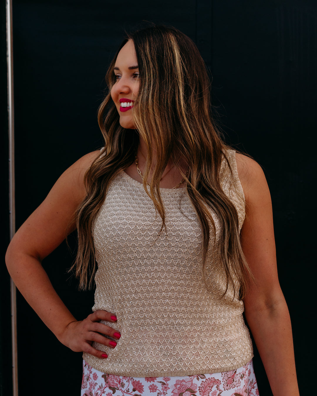 Esqualo: Singlet Knit Sequins in Natural (HS2602214) - The Vogue Boutique