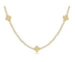 Enewton: 15" Choker Signature Cross Necklace Gold Pattern 2mm Bead