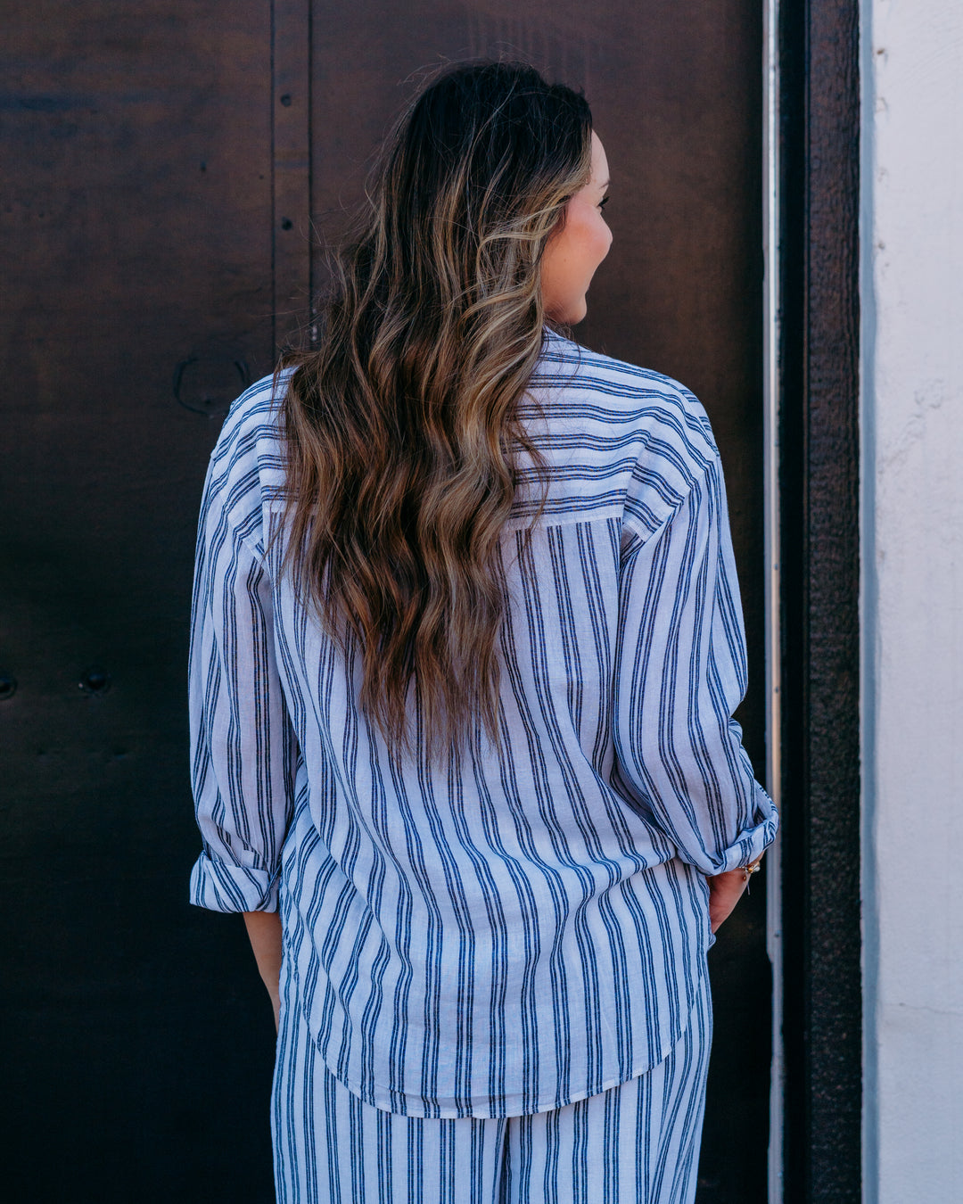 Z Supply: The Perfect Striped Button Up in Tiger Lily (ZT262689) - The Vogue Boutique