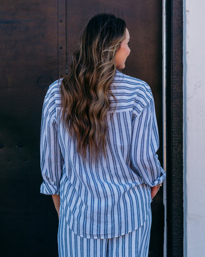 Z Supply: The Perfect Striped Button Up in Tiger Lily (ZT262689) - The Vogue Boutique