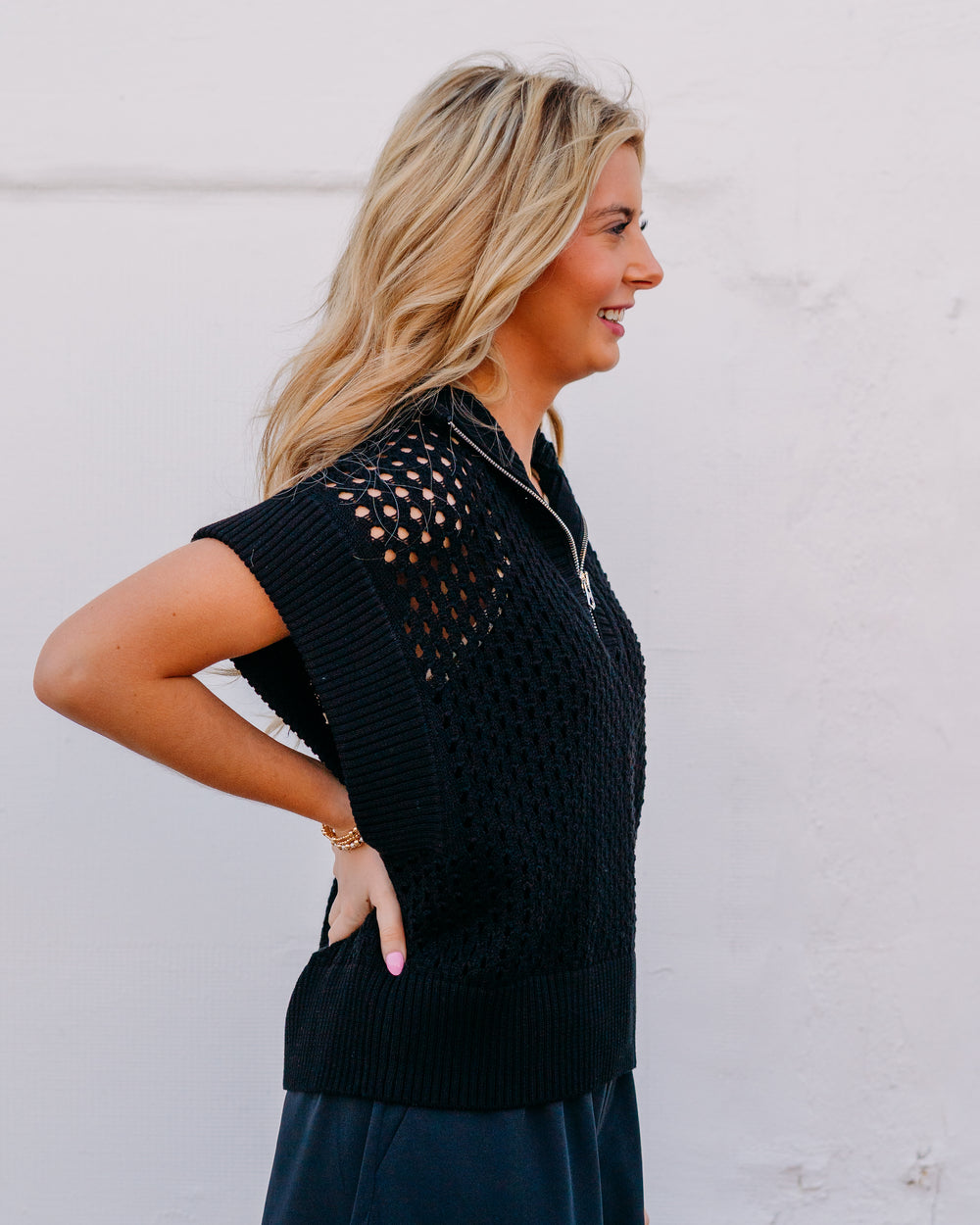 Varley: Gaines Half Zip Knit in Black (VAR01798) - The Vogue Boutique
