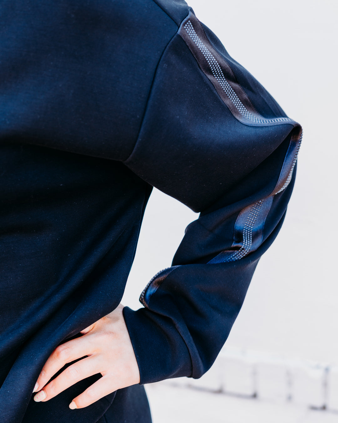 Esqualo: Black Modal Sweatshirt with Rinestone trim(05504)
