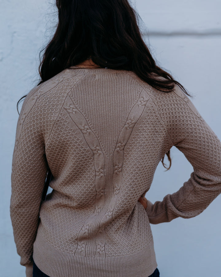 Liverpool: Long Sleeve Crew Neck Raglan Sweater in Harvest Khaki Melange