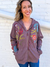 Load image into Gallery viewer, Johnny Was: Isabella Zip Up Thermal Hoodie in Dark Chocolate
