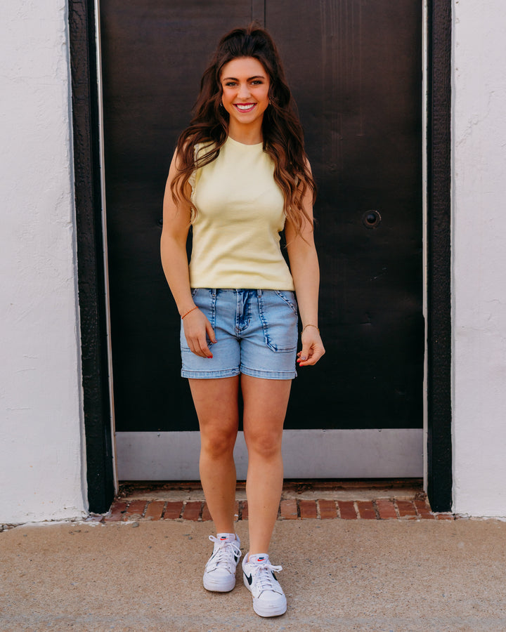 Dear John: Bridget Tank Top in Pale Lime Yellow - The Vogue Boutique