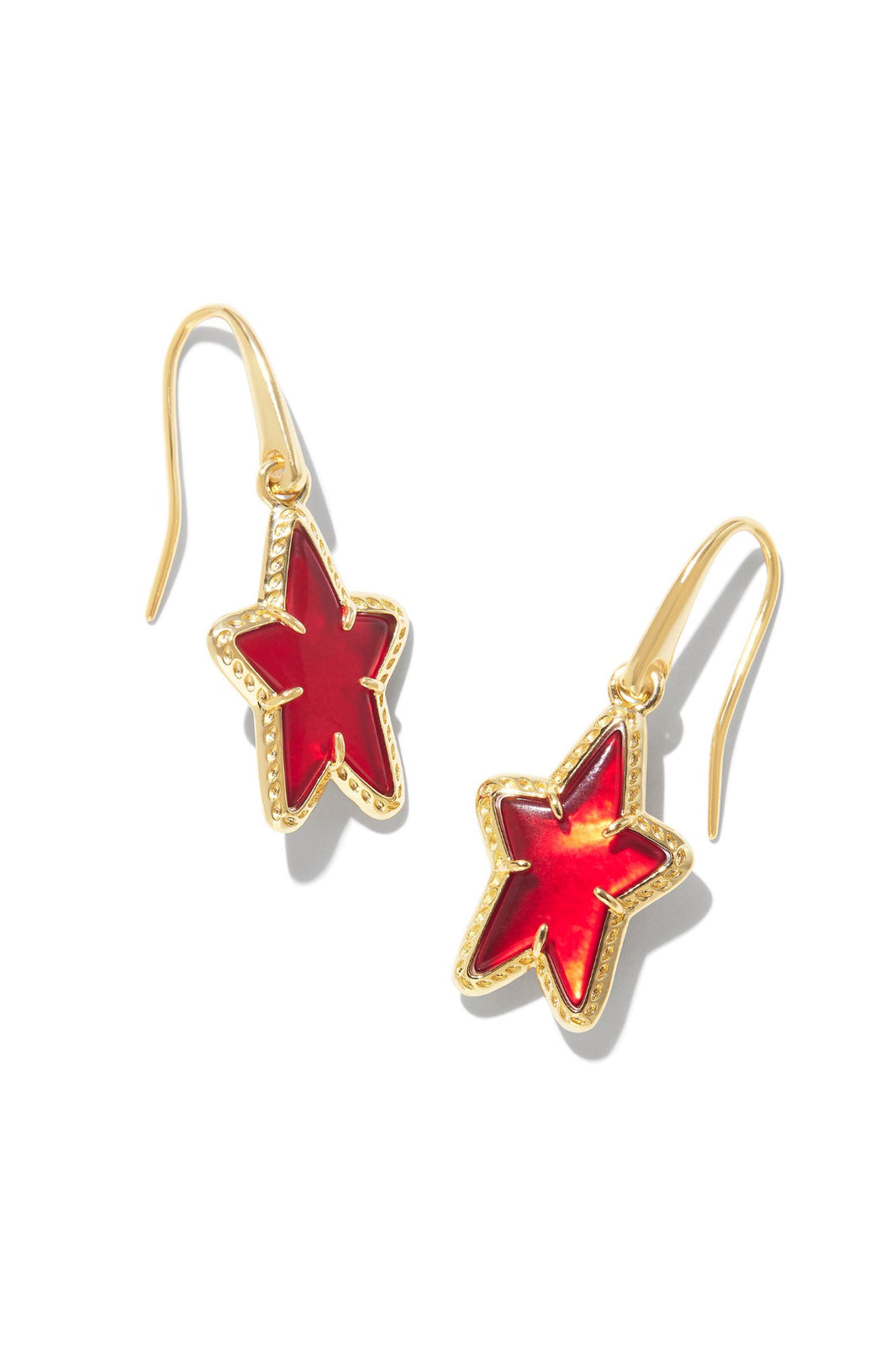 Kendra Scott: Ada Star Small Drop Earrings in Gold Red Illusion